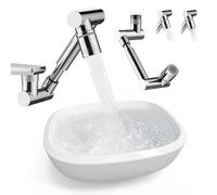 Extensor de grifo giratorio de 1440°, extensor aireador de grifo de fregadero, filtro extensible giratorio, brazo mecánico universal multifuncional adecuado para cocina y baño (plata, doble engranaje)