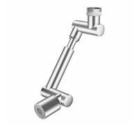 Extensor de grifo giratorio de 1440°, extensor de grifo de cocina, aireador, 2 modos, brazo robótico giratorio para baño, fregadero de cocina, plateado