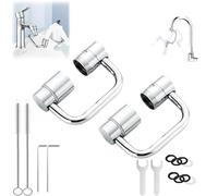 Extensor de Grifo Giratorio Flexiflow de 1080°, Aireador de Grifo Giratorio de 1440° para Lavabo de Baño y Cocina, Accesorio de Extensión de Rociador Multidireccional para Fregadero(2set)