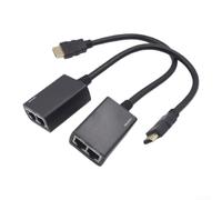 Extensor de interfaz de video digital, sobre cable Cat5e/6 1080P señal de hasta 30 m para monitor de proyector HDTV transmisión de larga distancia (HE30-2)
