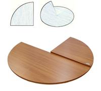 Extensor de mesa redonda plegable de madera que ahorra espacio para cenas familiares, teca amarilla, 180 cm, diseño temporal sin patas