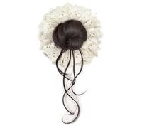 Extensor de moño para mujer, con ribete de encaje para moños, manguera en espiral, soporte para coleta, banda elástica para bodas casuales
