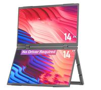 Extensor de Pantalla de la Computadora Portátil, Monitores Portátiles Duales de 14 Pulgadas de Enchufe y Reproducción, Extensor de Monitor Extendido Plegable de 1200p IPS 360 °