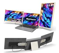 Extensor de pantalla para laptop, 15.6 pulgadas, FHD 1080P IPS, triple monitor portátil para laptop, 2 extensores de monitor de laptop desmontables con 120% sRGB, viene con hub USB HDMI, Plug-Play