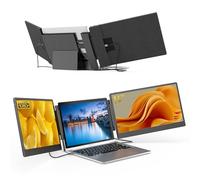 Extensor de pantalla para laptop de 14 pulgadas, monitor portátil triple FHD 1080P IPS: 300% más eficiente, pantalla de viaje ultrafina para portátiles de 13 a 17.3 pulgadas, con soporte Plug & Play