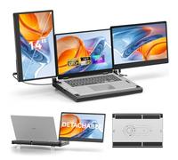 Extensor de pantalla para portátil de 14 pulgadas con base inteligente, monitor triple portátil 1080P FHD, 300% más eficiente, rotación de 360°/pantalla dual extraíble, USB C/HDMI Plug-Play