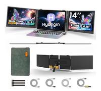 Extensor de pantalla triple para laptop de 14 pulgadas, pantallas FHD ultrafinas de 1080P para laptop, monitor triple ultraligero para portátiles de 13.3 a 17.3 pulgadas, compatible con Windows/Mac