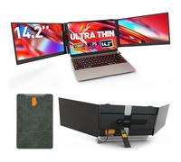 Extensor de pantalla ultradelgado para laptop, portátil, una conexión de cable de 14 pulgadas, 1080P FHD, pantalla triple ligera, apto para laptop de 13 a 17 pulgadas, compatible con Win/Mac/Chrome