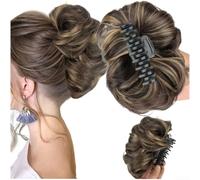 Extensor de pelo sintético para mujer, resistente al calor, clip de pelo hinchado para una rápida actualización, 55 g, aspecto natural, para uso diario, fiestas, moño sintético (4H27)