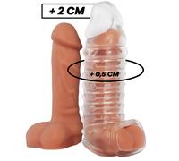 Extensor de pene transparente con dildo hueco realista v11, Ancho 92 mm, Longitud 217 mm, Profundidad 52 mm, Departamento HOMBRE, Colores Blanco