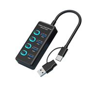 Extensor de Puerto USB, concentrador de Interfaz múltiple de 4 Puertos, Adaptador Divisor USB Compacto, Cargador portátil de Alta Velocidad, expansión de Laptop para Uso doméstico u Oficina, Material