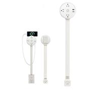 Extensor de salida giratorio de 180° con cable de extensión ajustable de 22"-30" | 3 salidas de CA + carga rápida USB-A/USB-C | Resistente al fuego y protección contra sobrecarga | para espacios