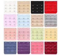 Extensor de Sujetador,Extensiones Suaves Sujetador para Mujer 16 PCS Extensor Cómodo Elástico de Mujeres 3 Filas 3 Ganchos, 16 Colores