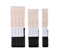 Extensor de sujetador, extensor elástico de sujetador de 2 ganchos/3 ganchos/4 ganchos, 4,3"x3", 4"x2,2", 3,8"x1,3", paquete de 9 (negro, bl