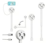 Extensor de Tomas de Corriente, Cuenta con Puertos USB-A, USB-C y 3 AC, Regleta Extensible Aproximadamente Entre 47,5 y 67,5 cm, Gira 180° para su Uso detrás de sofás, mesitas de Noche, escritorios