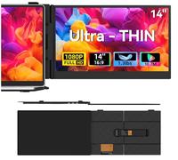 Extensor de visualización para laptop, 1.5 libras, ultra ligero 14 pulgadas, 1080P FHD monitor portátil para portátil, monitor de visualización de viaje dual Plug & Play, accesorios de monitores