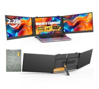 Extensor de visualización triple para portátil de 14 pulgadas, ultradelgado y ligero (2.2 libras), monitor portátil para portátil, visualización de viaje FHD 1080P, portátiles de 13 a 17 pulgadas