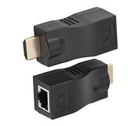 Extensor HDMI, Adaptador HDMI a Ethernet de 2 Piezas, Cable Ethernet Rj45 a HDMI, Distancia de Transmisión de 30 M, para Conectar Dispositivos HDMI a Largas Distancias