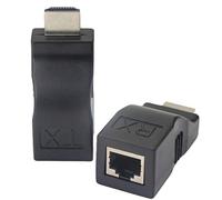 Extensor HDMI Adaptador HDMI a RJ45 Extensor de Red Extender Repetidor a través de Cat 5e / 6 1080p hasta 30 m Extender Incluido transmisor y recepto