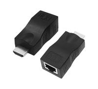 Extensor HDMI de hasta 30 m, adaptador HDMI para cable Cat 5e/6, soporte 1080P y 4K, compacto, Plug & Play, adecuado para HDTV, PS4, STB, DVD, proyector, fácil montaje, sin esfuerzo (negro)