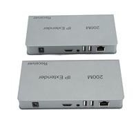 Extensor IP KVM de 200M, Interfaz Multimedia HD Extensor KVM sobre IP para Cat5e Cat6, Control USB, Hardware Plug and Play, Entrada de Video 1080p (Enchufe de la UE)