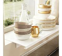 Extensor magnético para alféizar de ventana con instalación sin taladro, estante de 2 bases para plantas, cocina, baño, balcón, beige, 50 cm de largo x 25 cm de ancho