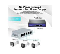 Extensor POE de 5 Puertos de 10/100 Mbps, 1 Entrada y 4 Salidas, Repetidor de Conmutador de Red Compatible con para IEEE802.3af/At/Bt para Conmutador