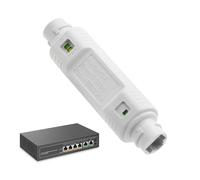 Extensor PoE - Repetidor de extensión Ethernet de 48 V 10/100 Mbps con transmisión de datos, suministros de red, amplificador PoE Plug and Play para sistemas de seguridad, ligero, compacto, ergonómico