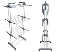 Extensor Secador Ropa Torre 4 Niveles Plegable Acero Inoxidable Gris Gran Cap...