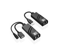 Extensor USB 2.0 A Través de Cable Ethernet Cat5, Cat5E y Cat6. Transfiere Hasta 100 M A un Receptor RJ45 con Adaptador de Corriente DC5V/2A (UE)