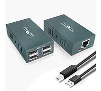 Extensor USB 2.0, USB Extender over Ethernet Cat 5e/6/7 up to 50m/165ft, 4 Hubs Extensor USB Rj45, Support Windows/MacOS/Linux etc