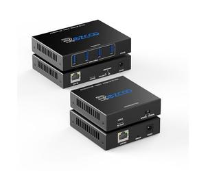 Extensor USB 3.2 de 69.8 m, 70 m, 4 puertos a través de Cat5e, Cat6, RJ45, extensión LAN, POE, 5 V, bajo consumo de energía, extensor USB, Ethernet, sincronización de trabajo, Windows, MacOS, Android