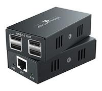 Extensor USB 4 USB2.0 a través de Ethernet 166 pies Cat5e/6/7 USB Hub sin Controlador para cámara Web, Impresora, Teclado, ratón, micrófono
