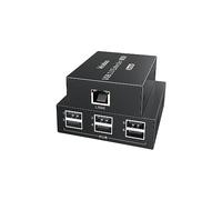 Extensor USB a través de Ethernet de 60 m, USB 2.0, 6 puertos, RJ45, Cat5e/6, hasta 480 Mbps, Plug & Play, para cámara USB, pantallas táctiles, escáner USB, almacenamiento de disco duro, PC, Windows