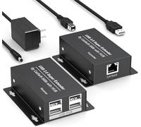 Extensor USB a través de Ethernet USB 2.0 HUB RJ45 Cat5e/6, 60 m, velocidad de transferencia de hasta 480 Mbps, no requiere controlador, soporta fuente de alimentación POC, soporta conexión de teclado