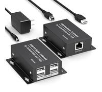 Extensor USB a través de Ethernet USB 2.0 HUB RJ45 Cat5e/6, 60 m, velocidad de transferencia de hasta 480 Mbps, no requiere controlador, soporta fuente de alimentación POC, soporta conexión de