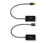 Extensor USB Nedis | USB 1.1 | 1x RJ45 hembra | 1x USB-A hembra uSB-A macho | 1x USB-A macho | 1x RJ45 hembra | 50 m | 12 Mbps | chapado en oro | redondo | PVC | negro | embalaje con ventana