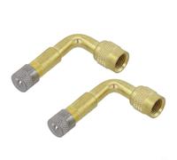 Extensor Válvula 90 Grados 2Uds Metal Extensor Válvula 90 Grados | Ángulo 45 grados, para latón sólido, incluye tapón y núcleo, 2 unidades, para fácil montaje(Gold 90 Degree)