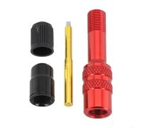 Extensor Vástago Válvula para americana Alloy Anti-Derrames Extensor | Aleación aluminio CNC, antideslizante, junta goma integrada, previene fugas aire, uso fork suspensión(Red)