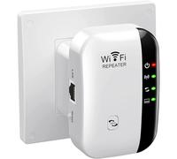 Extensor WiFi, amplificador de señal para hasta 245 m², 25 dispositivos, repetidor inalámbrico con puerto Ethernet, configuración con un solo