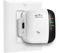 Extensor WiFi para el hogar, extensor de alcance WiFi con cobertura de 360 y velocidad de 300 Mbps, repetidor inalámbrico con 2 puertos Ethernet,