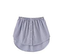 Extensores de camisa para mujer, parte superior falsa ajustable con dobladillo inferior, camisa de mangas cortas para niñas adolescentes con tiras curvas y a rayas, dobladillo de camisa, azul, XL