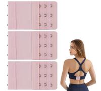 Extensores de Sujetador, Extensores de Sujetador Elásticos, Cómodas Extensiones Elásticas para Sujetador de Mujeres con 3 Ganchos (3 Piezas, Rosa, Espaciado de Gancho: 1,9 CM / 0,75 Pulgadas)