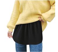 Extensores para Camisetas Mujer Camisa Falsa Minifalda Extensores Elástico de Cintura Camisa Extender Moda Media Longitud Mini Shirt Skirt Camiseta Ajustable Falda, Negro , 3XL