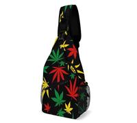 Exterior Bandoleras Cruzada Marihuana De Cannabis Jamaiquina Colorida Sling Bag Intemperie Mochila De Hombro Para Camping, Hiking, Colegio