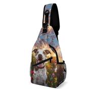 Exterior Bolsa De Pecho Flores Para Perros Pitbull Crossbody Casual Bolso De Pecho Para Camping, Estudio, Hiking