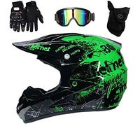 Exterior Deporte MTB Casco de Motocross, con Gafas Mascarilla Guantes, Juventud Niño Integral Off Road ATV Moto Casco, Unisexo Descenso Enduro BMX Quad Dirt Bike Cascos(Negro,L/56-57CM)