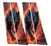 Exterior Door Pillar Post Wrap Wolf Flame Vinyl Sticker Decor