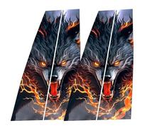 Exterior Door Window Pillar Posts - Car Center Column Sticker,Black Wolf Engulfed In Flames Side Door Window Cover Pillar Posts Molding Cover Waterproof For Car Modification