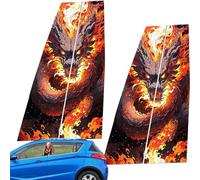 Exterior Door Window Pillar Posts - Car Center Column Sticker,Black Wolf Engulfed In Flames Side Door Window Cover Pillar Posts Molding Cover Waterproof For Car Modification